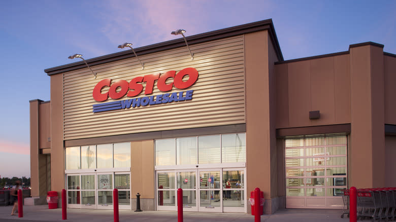 Costco storefront at sunset