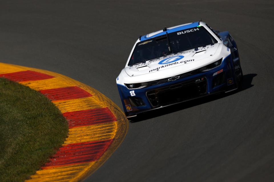 Kyle Busch, driver of the No. 8 Mark III Chevrolet, drives during practice for the NASCAR Cup Series Go Bowling at The Glen at Watkins Glen International on August 19, 2023 in Watkins Glen, New York.