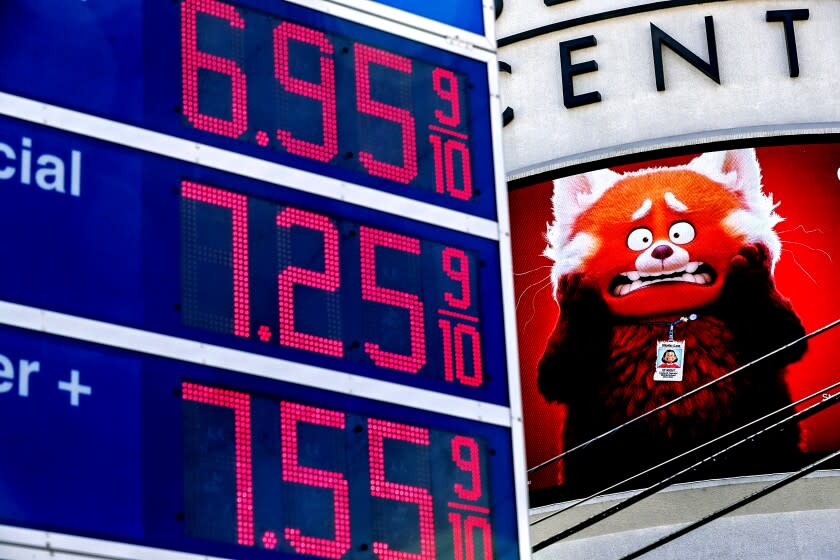 The Mobil station at the corner of La Cienega and Beverly advertise prices higher than the norm throughout Los Angeles