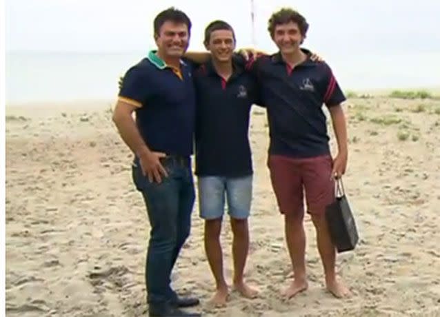A happy ending: the three were reunited on Thursday. Photo: 7 News