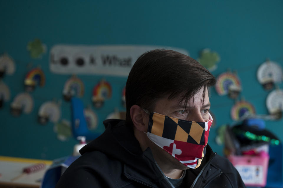 Shaun Rose, 48, director of the Rock Spring Children's Center, at his shuttered day care center Thursday in Bethesda. (Photo: Rod Lamkey Jr. for HuffPost)