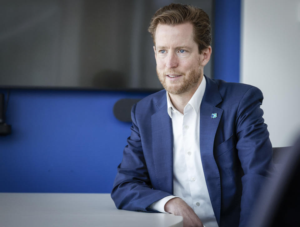 WestJet CEO Alexis von Hoensbroech pauses for a portrait at the airline's headquarters in Calgary, Alta., Thursday, June 30, 2022.THE CANADIAN PRESS/Jeff McIntosh