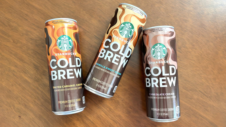 three Starbucks cold brew cans