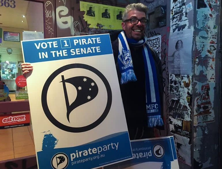 A supporter of the Pirate Party. Source: Facebook/ Pirate Party