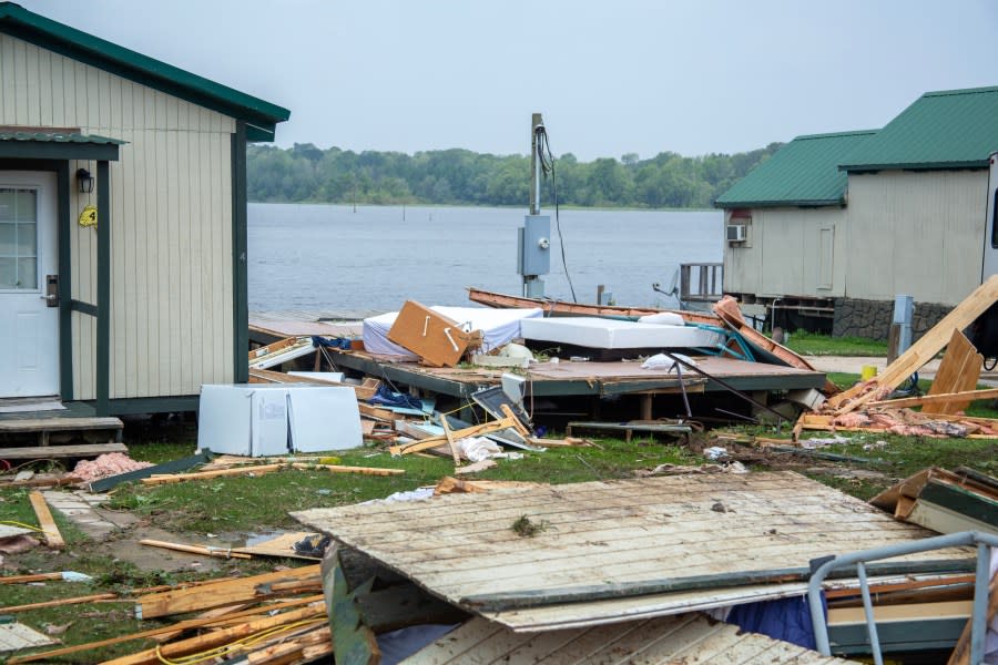 Storm damage at the Lake Palestine Marina