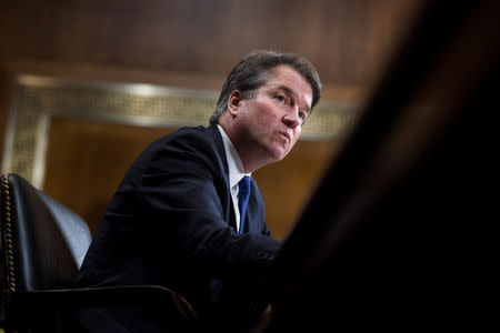 Judge Brett Kavanaugh testifies during the Senate Judiciary Committee hearing on his nomination be an associate justice of the Supreme Court of the United States, on Capitol Hill in Washington, DC, U.S., September 27, 2018. Tom Williams/Pool via REUTERS