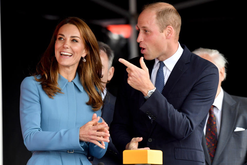 Prince William and Kate Middleton attend the naming ceremony for The RSS Sir David Attenborough on September 26, 2019 in Birkenhead, England.