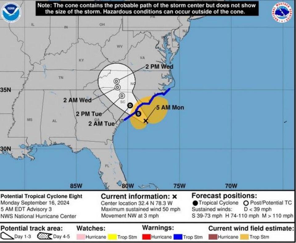 Severe weather is forecast to affect South Carolina.