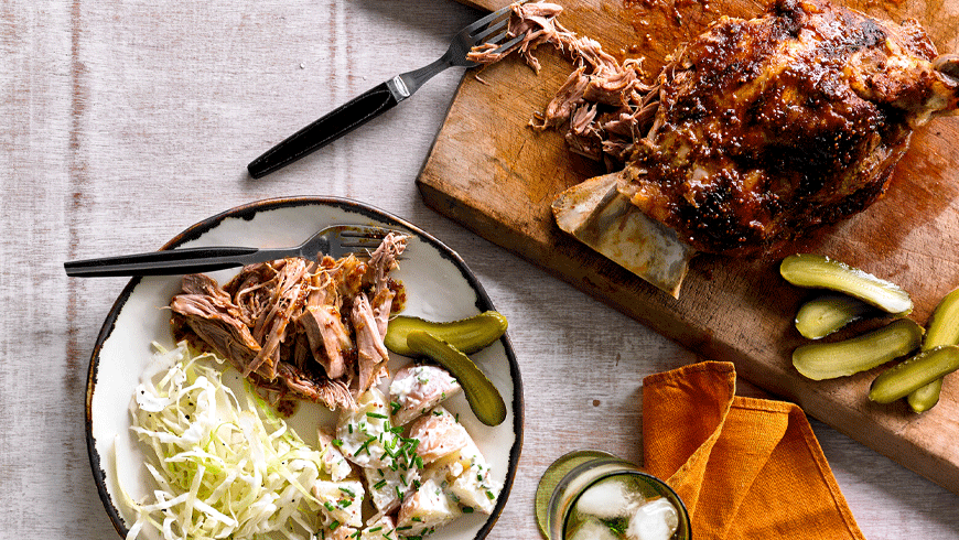 American Honey Mustard Glazed Lamb Shoulder recipe from Australian Lamb. Photo: Supplied