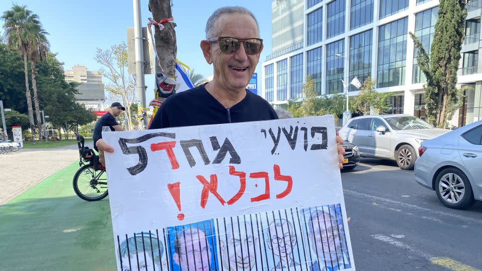Benny Zweig says he has been protesting against Israeli Prime Minister Benjamin Netanyahu for years. - Ivana Kottasova/CNN