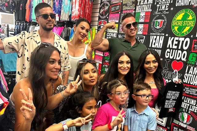 <p>Jenni JWOWW/Instagram</p> Jenni Farley and Nicole Polizzi's kids pose with Jersey Shore cast