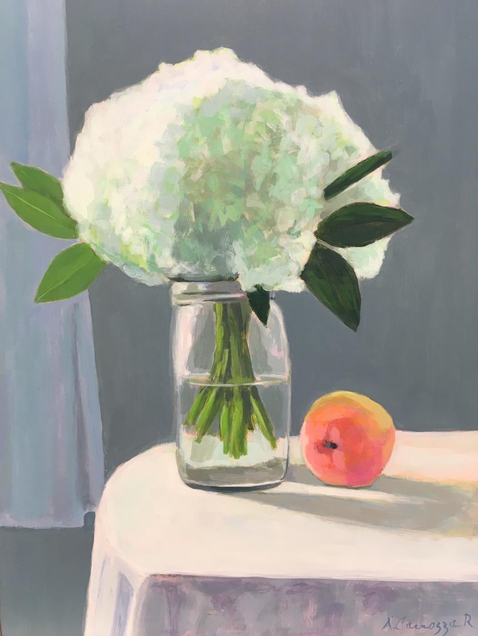 "White Hydrangea with a Peach," by Anne Carrozza Remick.