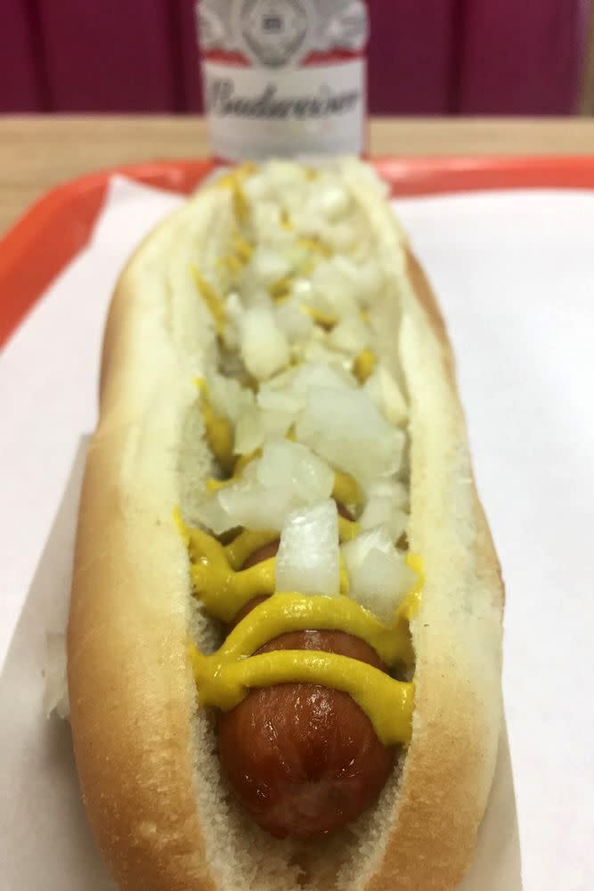 hot dog and budweiser