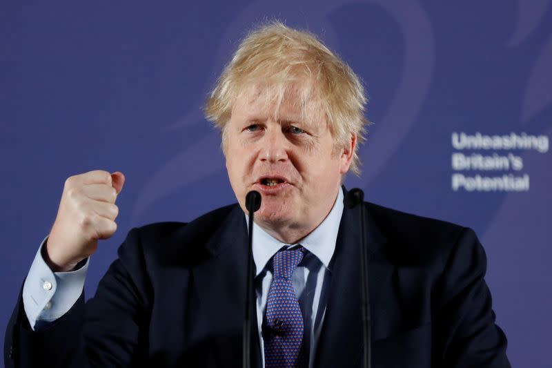 British Prime Minister Boris Johnson outlines his government's negotiating stance with the European Union after Brexit, in London