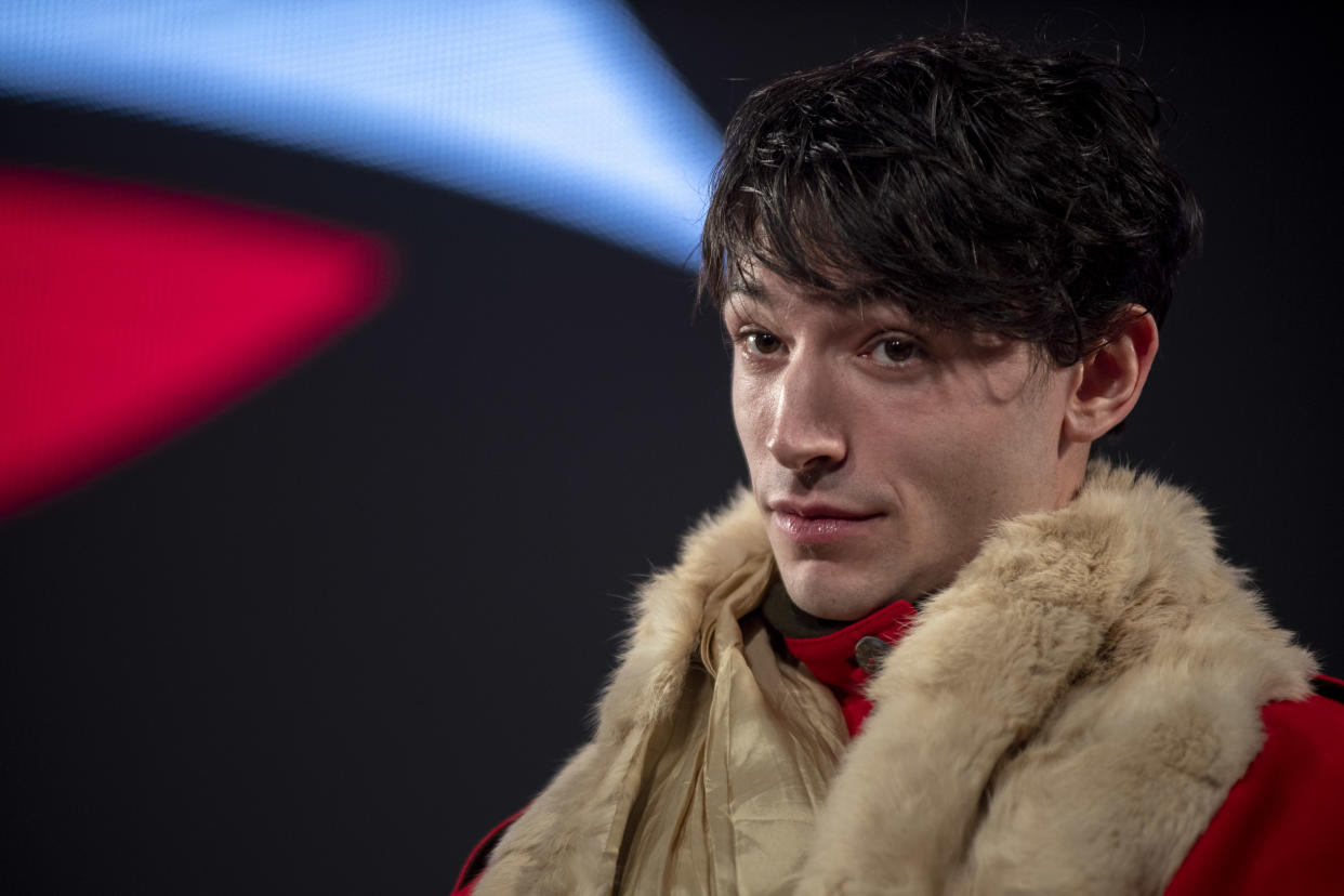 Ezra Miller, here in 2018, is accused of hosting a mom and her three young kids at their unsafe property.