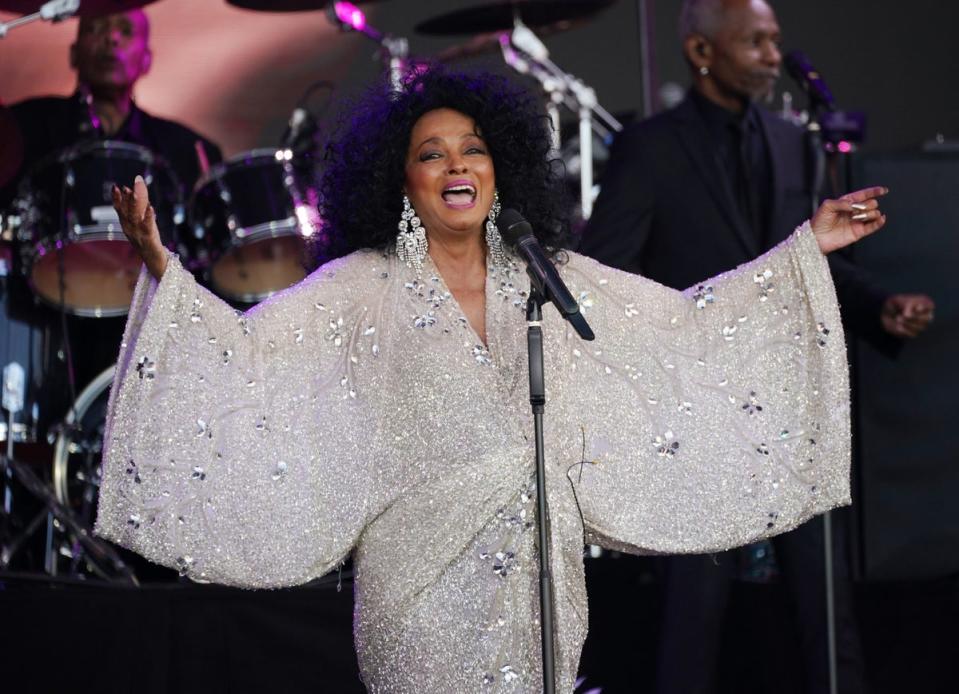 Glastonbury Festival 2022: Soul singer Diana Ross fills the Sunday teatime legends slot on the Pyramid Stage during the Glastonbury Festival (PA)