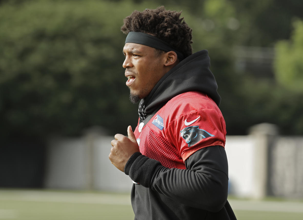 Carolina Panthers Cam Newton wasn't happy with some kids at a football camp. (AP)