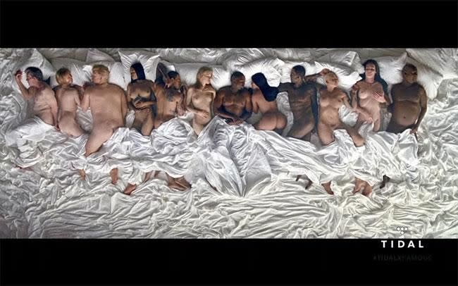 Screen shot of naked celebs from Kanyes music video. Photo: Tidal