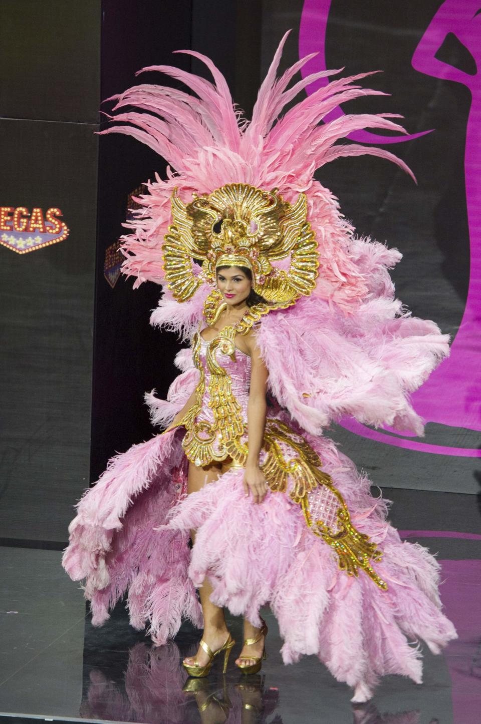 Fabiana Granados, Miss Costa Rica 2013, models in the national costume contest during the Miss Universe 2013 pageant at Vegas Mall in Moscow