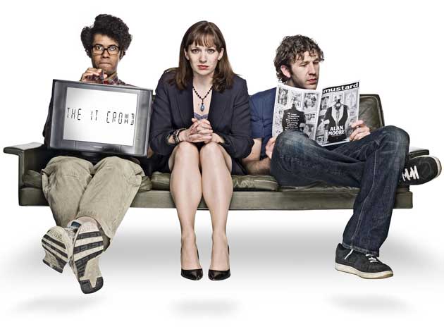 From left: Richard Ayoade, Katherine Parkinson and Chris O'Dowd in the cult classic ‘The IT Crowd’ (Channel 4)