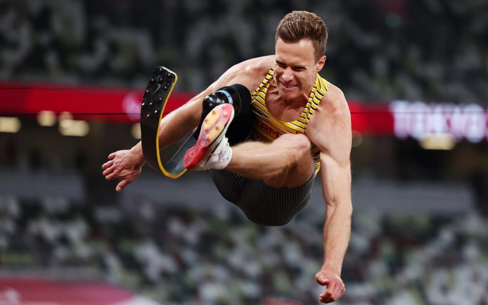 Markus Rehm competing in the T64 long jump final - REUTERS