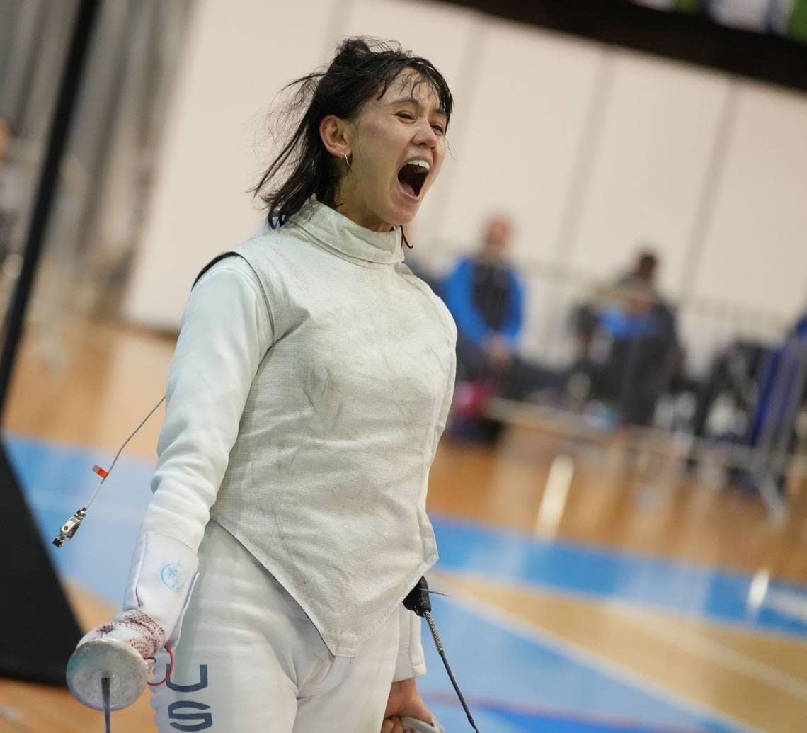 Paul Laurence Dunbar graduate and UK medical student Lee Kiefer became the first U.S. fencer, male or female, to win gold in foil at the Tokyo Olympics. Andrea Alegni/#BizziTeam via USA Fencing