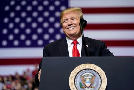 U.S. President Donald Trump speaks during a Make America Great Again rally in Grand Rapids, Michigan, U.S., March 28, 2019. REUTERS/Joshua Roberts