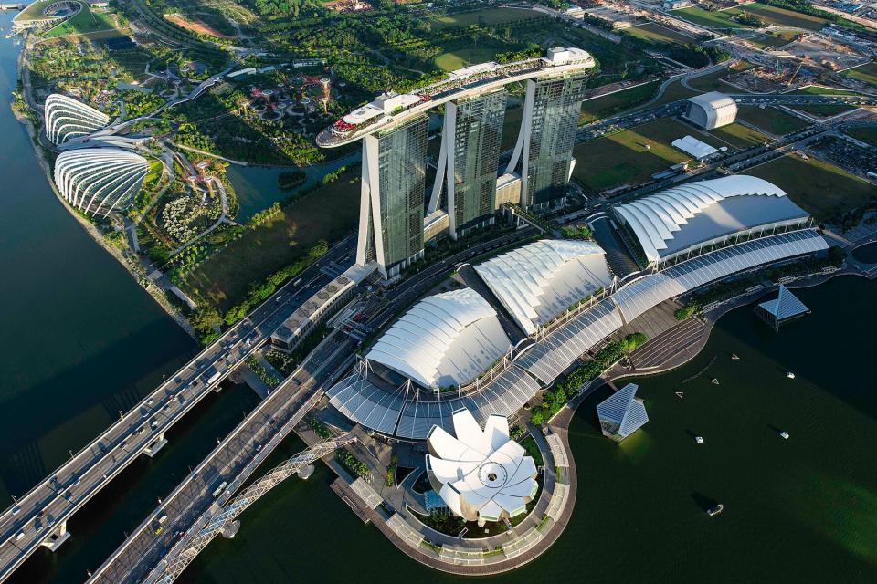 Aerial view of Marina Bay Sands