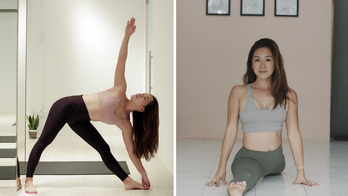 Roxanne Gan in 2 yoga poses.