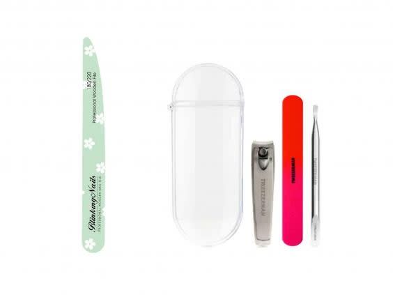 A cuticle pusher, nail clippers and a nail file are the tools you'll need to master a manicure at home (left, Amazon, right, Boots)