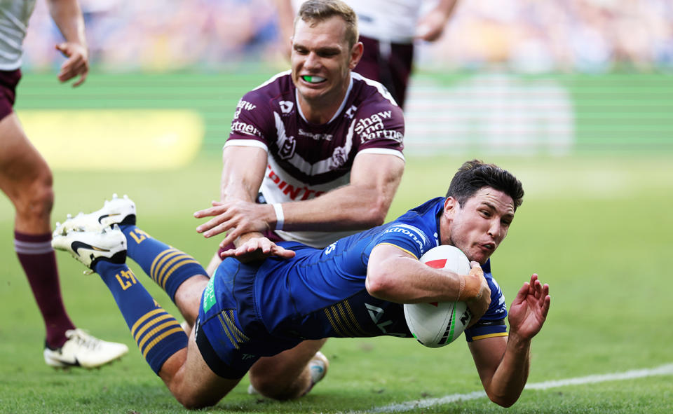 Mitchell Moses, pictured here in the Eels' win over Manly.