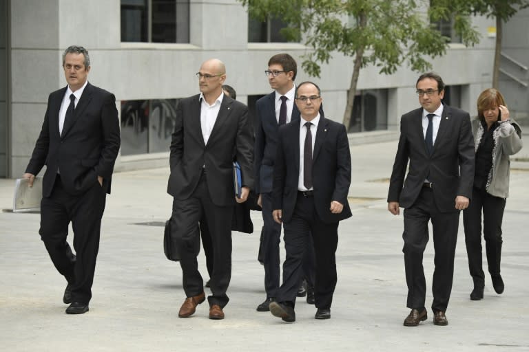 Deposed members of the Catalan regional government face questions in court over their independence drive