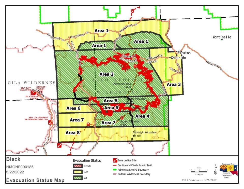 Evacuations continue in Grant, Catron and Sierra counties May 22, 2022 in the areas surrounding the Black Fire.