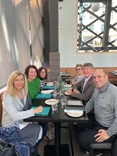 The "jury" group at Greca in White Plains; names clockwise from left are Diane Stroud,  Kelly Von Hoene, Daniela Constantino-Murphy, Sarah Lynch, Chris Bourdain and Jason Lichtenthal.