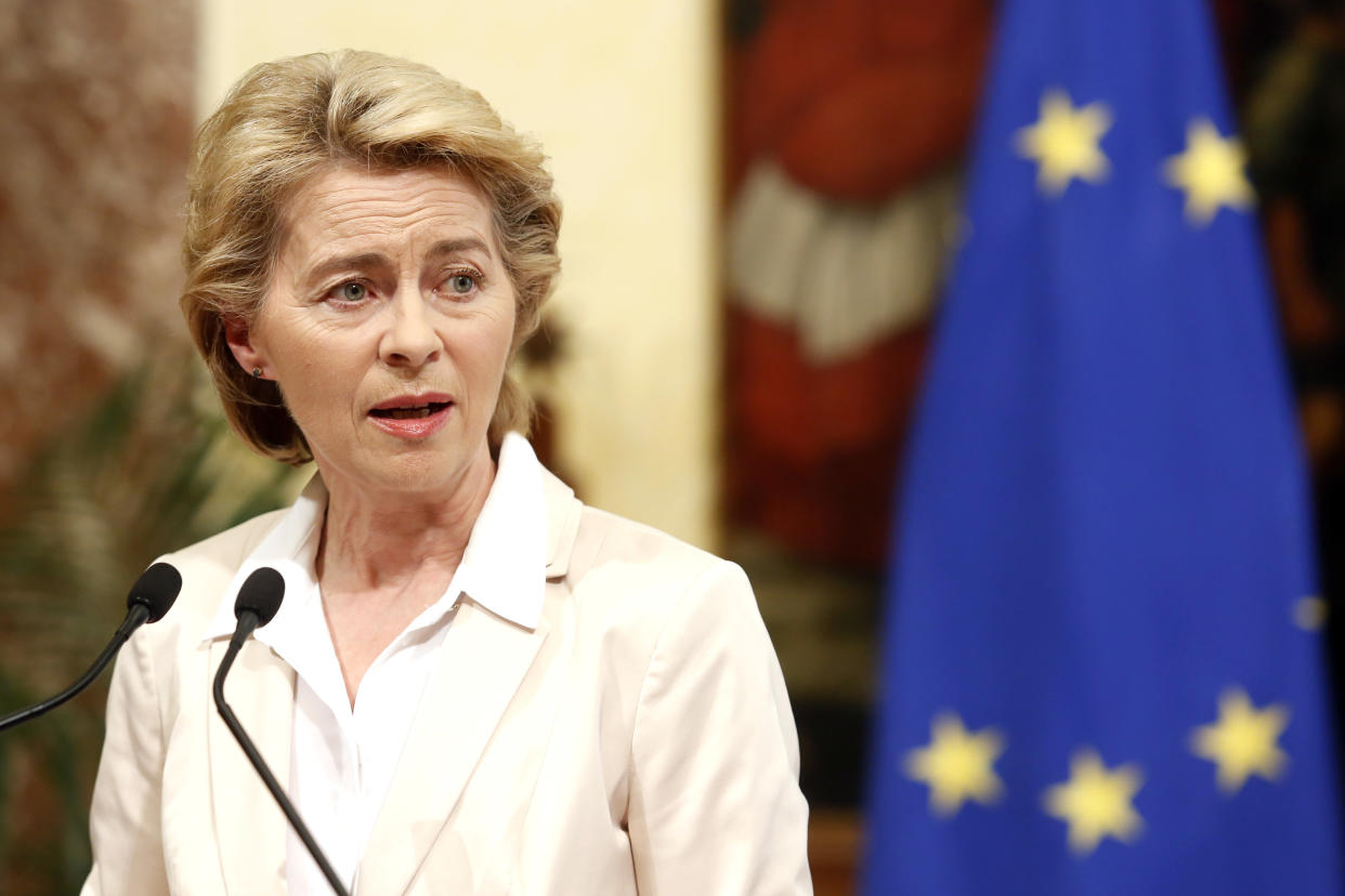  Ursula von der Leyen; newly elected President of the European Commission Rome August 2nd 2019. The Italian Prime Minister meets the newly elected President of the European Commission. (Photo Samantha Zucchi /Insidefoto/Sipa USA) 