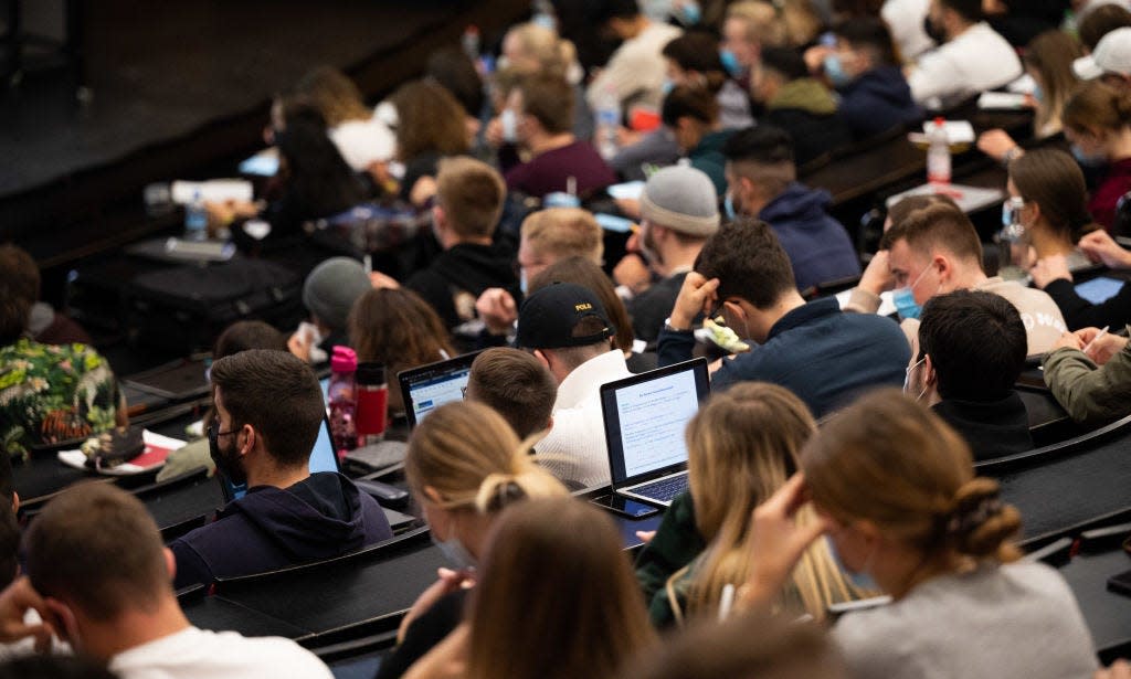 College students sitting in a lecture hall