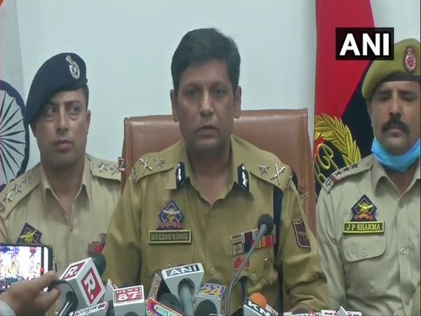 Mukesh Singh, Inspector General, Jammu Zone addressing a press conference on Saturday.