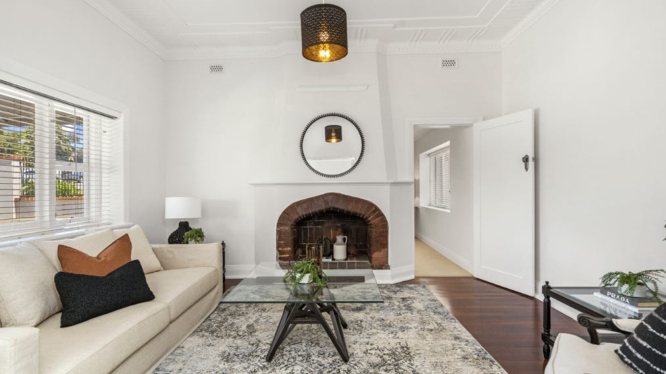 Living room of the home at 448 Cambridge Street, Floreat which sold at auction to a surprise bidder.