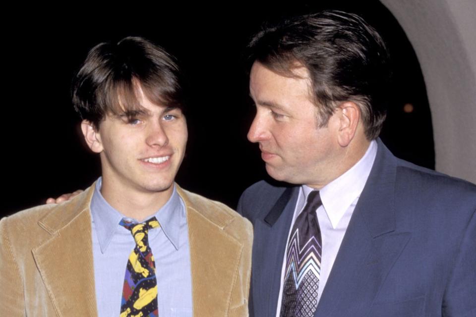 John Ritter & son Jason Ritter during 1998 Summer TCA Press Tour CBS Network at Ritz Carlton Hotel in Pasadena, CA, United States. (Photo by Ron Galella/Ron Galella Collection via Getty Images)