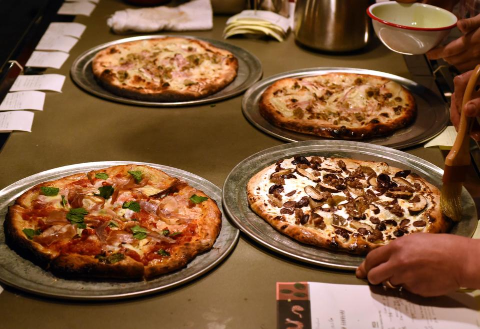 Pizzas on the opening night at Benny's Big Time Pizzeria in Wilmington, N.C., Tuesday, December 12, 2017. STARNEWS FILE PHOTO