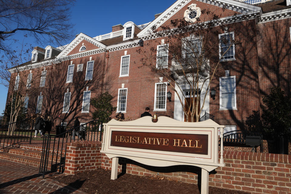 Lawmakers work out of Legislative Hall in Dover during the 2020 session.