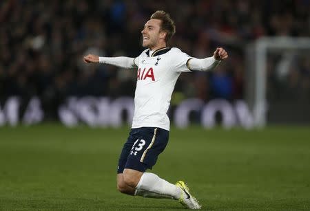 Britain Soccer Football - Crystal Palace v Tottenham Hotspur - Premier League - Selhurst Park - 26/4/17 Tottenham's Christian Eriksen celebrates scoring their first goal Action Images via Reuters / Matthew Childs