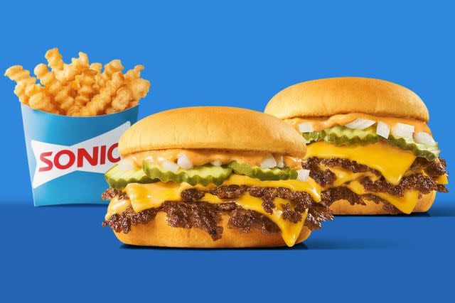 <p>Sonic</p> Sonic has $2 double cheeseburgers for National Cheeseburger Day