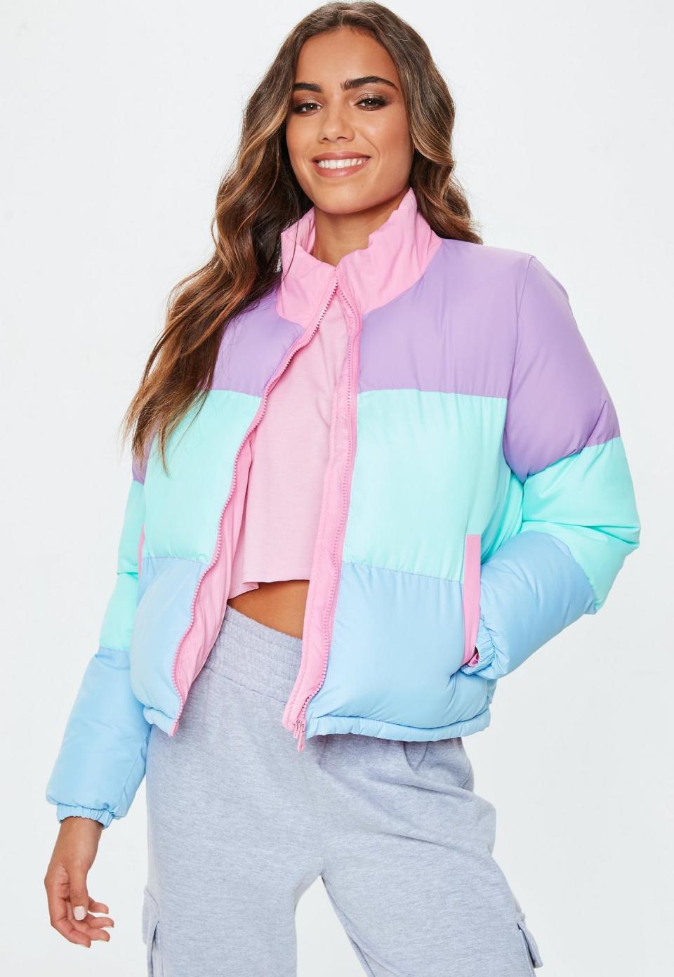 Pastel Colorblocked Puffer Jacket