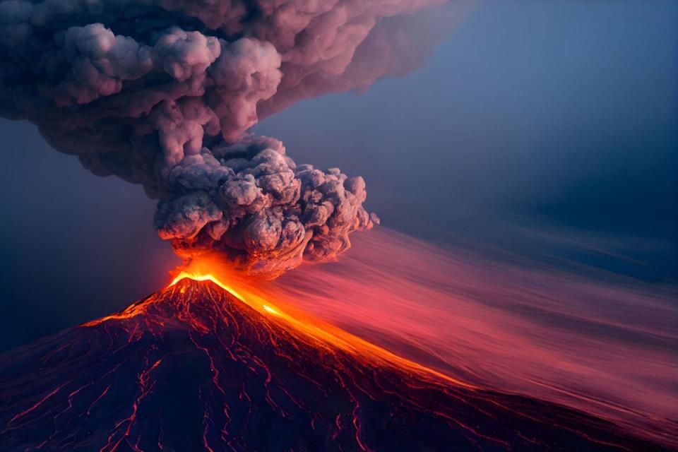 Volcanic eruptions produce layers of ash that can be used as ‘bookmarks’ in the geological record. <a href="https://www.shutterstock.com/image-illustration/volcano-errupting-volcanic-erruption-3d-illustration-2213727917" rel="nofollow noopener" target="_blank" data-ylk="slk:CGS Graphics;elm:context_link;itc:0;sec:content-canvas" class="link ">CGS Graphics</a>