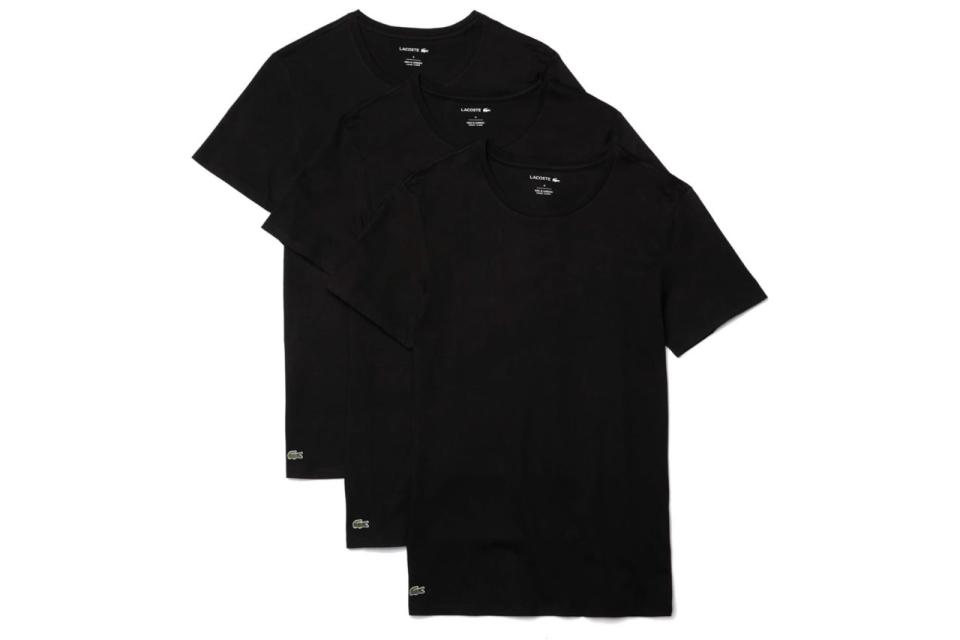 Camisetas de cuello redondo para hombre, 3 piezas de 100% algodón Lacoste Essentials