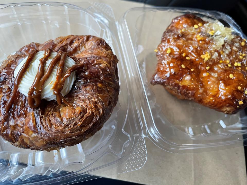 Dulce de leche kouinn amann and honey kouinn amann from Hot Bagels in Lakewood.