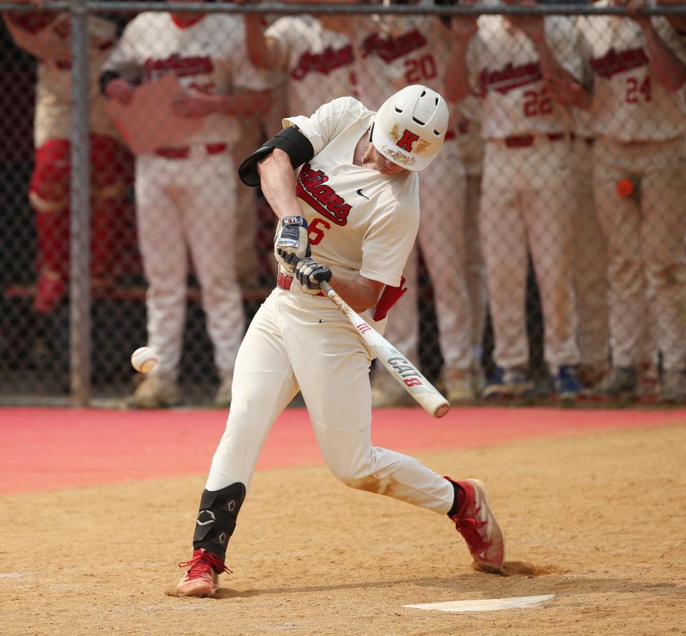 Roy C. Ketcham's Owen Paino at bat during the Section 9 Class AA semifinal versus John Jay on May 24, 2023.