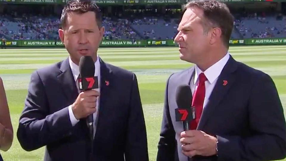 Ricky Ponting and Michael Slater were not happy. Pic: Seven