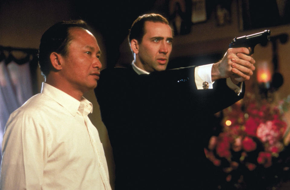 FACE/OFF, John Woo directs Nicolas Cage, 1997. (c) Paramount Pictures/ Courtesy: Everett Collection.